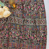 Royal Black Heritage Embroidered Velvet Fabric