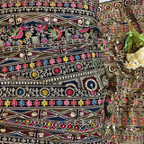 Royal Black Heritage Embroidered Velvet Fabric