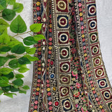 Royal Black Heritage Embroidered Velvet Fabric