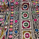 Royal Black Heritage Embroidered Velvet Fabric