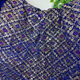 Royal Sapphire Blue Heavy Embroidered Velvet Fabric