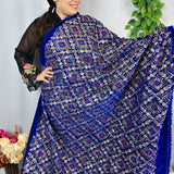 Royal Sapphire Blue Heavy Embroidered Velvet Fabric