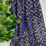 Royal Sapphire Blue Heavy Embroidered Velvet Fabric