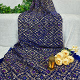 Royal Sapphire Blue Heavy Embroidered Velvet Fabric