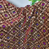 Royal Maroon Heavy Embroidered Velvet Fabric