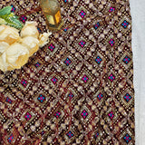 Royal Maroon Heavy Embroidered Velvet Fabric