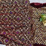 Royal Maroon Heavy Embroidered Velvet Fabric