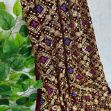 Royal Maroon Heavy Embroidered Velvet Fabric