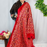 Royal Ruby Red Heavy Embroidered Velvet Fabric