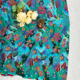 Luxury Ocean Blue Floral Crepe Silk Fabric