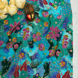 Luxury Ocean Blue Floral Crepe Silk Fabric