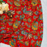 Luxury Vibrant Orange Floral Paisley Crepe Silk Fabric