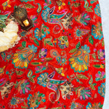Luxury Vibrant Orange Floral Paisley Crepe Silk Fabric