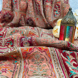 Royal Peach & bronze Heritage Embroidered Crepe Fabric - 2 Piece Set