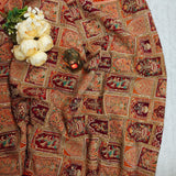 Royal Peach & bronze Heritage Embroidered Crepe Fabric - 2 Piece Set