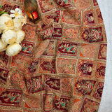 Royal Peach & bronze Heritage Embroidered Crepe Fabric - 2 Piece Set