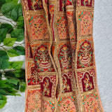 Royal Peach & bronze Heritage Embroidered Crepe Fabric - 2 Piece Set