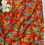 Luxury Burnt Orange Floral Crepe Silk Fabric