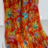Luxury Burnt Orange Floral Crepe Silk Fabric