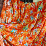 Luxury Burnt Orange Floral Crepe Silk Fabric