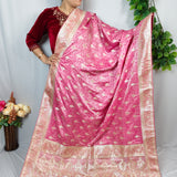 Royal Fuchsia Pink Silver Banarasi Silk Saree