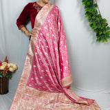 Royal Fuchsia Pink Silver Banarasi Silk Saree