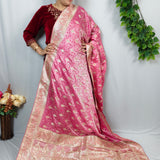 Royal Fuchsia Pink Silver Banarasi Silk Saree