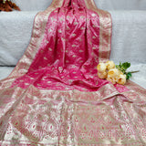 Royal Fuchsia Pink Silver Banarasi Silk Saree