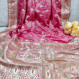 Royal Fuchsia Pink Silver Banarasi Silk Saree