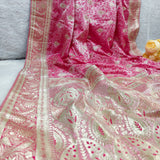 Royal Fuchsia Pink Silver Banarasi Silk Saree