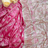 Royal Fuchsia Pink Silver Banarasi Silk Saree