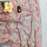 Pink & Silver Ornamental Jacquard Fabric