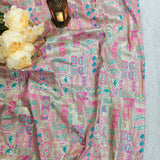 Pink & Silver Ornamental Jacquard Fabric