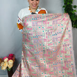 Pink & Silver Ornamental Jacquard Fabric