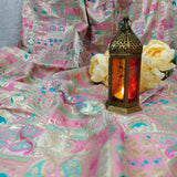 Pink & Silver Ornamental Jacquard Fabric