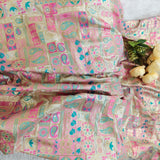 Pink & Silver Ornamental Jacquard Fabric