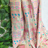 Pink & Silver Ornamental Jacquard Fabric