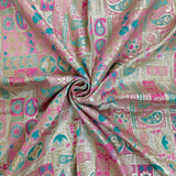 Pink & Silver Ornamental Jacquard Fabric