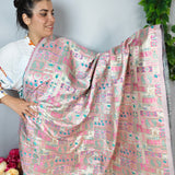 Pink & Silver Ornamental Jacquard Fabric