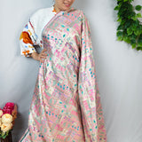 Pink & Silver Ornamental Jacquard Fabric
