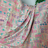 Pink & Silver Ornamental Jacquard Fabric