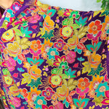Royal Purple Crepe Silk Floral Embroidered Fabric