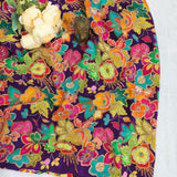 Royal Purple Crepe Silk Floral Embroidered Fabric