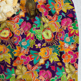Royal Purple Crepe Silk Floral Embroidered Fabric
