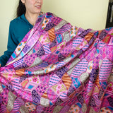 Pink & Purple Chinnon Fabric with Sequin Embellishments