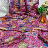 Pink & Purple Chinnon Fabric with Sequin Embellishments