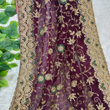 Royal Purple Embroidered Georgette Saree