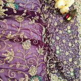 Royal Purple Embroidered Georgette Saree
