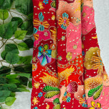 Multicolor Floral Silk Crepe Fabric with Sequin Embroidery