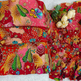 Multicolor Floral Silk Crepe Fabric with Sequin Embroidery